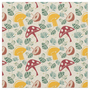 Mushroom-Muster Mitte des Jahrhunderts Stoff