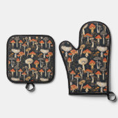Mushroom-Muster Ofenhandschuh & Topflappen-Set (Vorderseite)