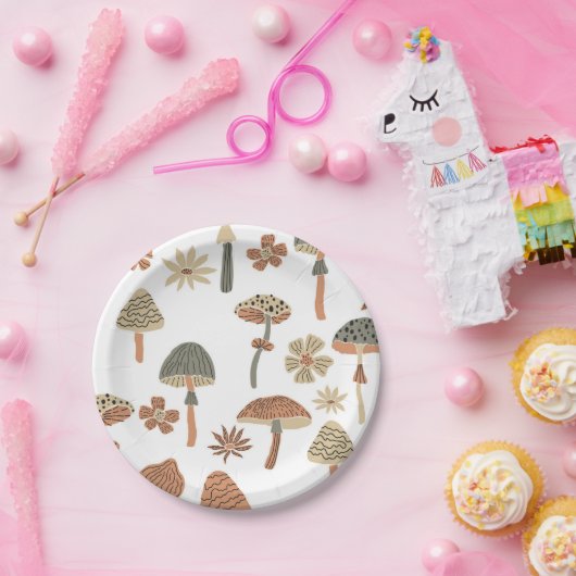 Mushroom-Muster Pappteller (Party)