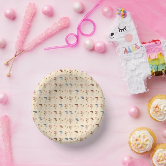 Mushroom-Muster Pappteller (Party)