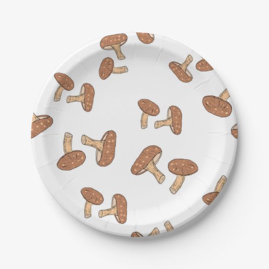 Mushroom-Muster Pappteller (Vorderseite)