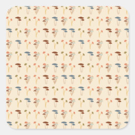 Mushroom-Muster Quadratischer Aufkleber