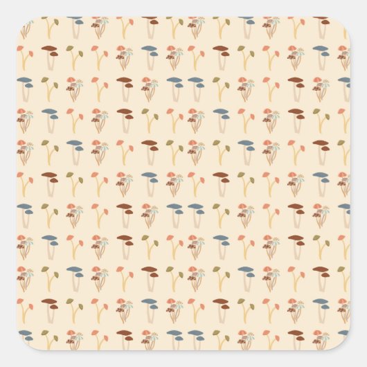Mushroom-Muster Quadratischer Aufkleber (Vorderseite)