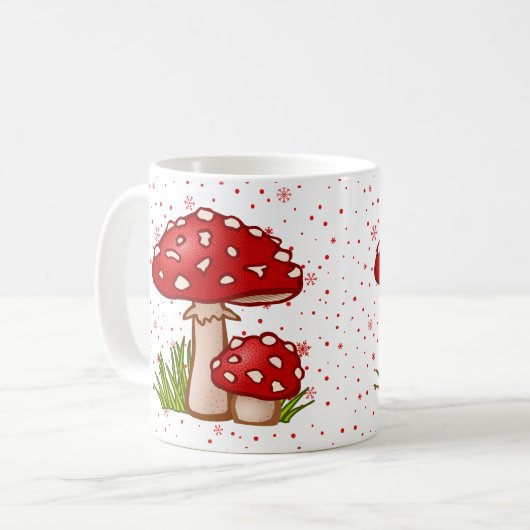 Mushroom-Muster - Red Toadstool Whimsical Design Kaffeetasse (Vorderseite Links)