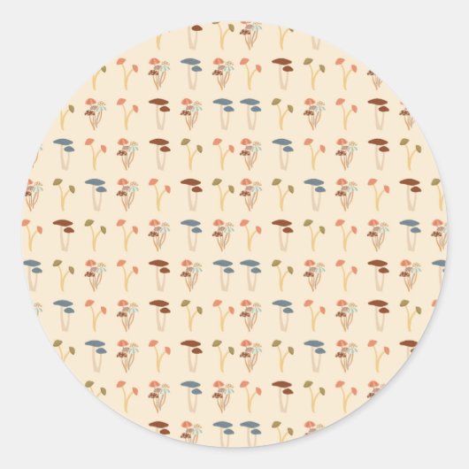Mushroom-Muster Runder Aufkleber (Vorderseite)