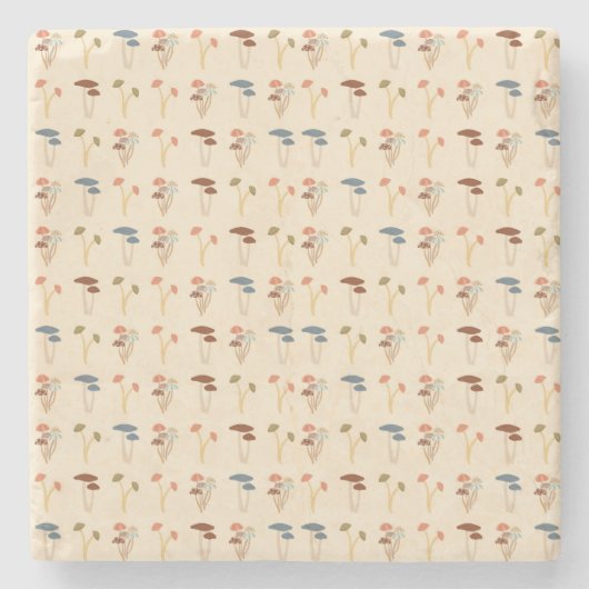 Mushroom-Muster Steinuntersetzer (Vorderseite)