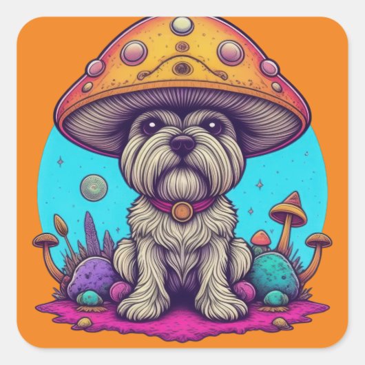 Mushroom Mutt Quadratischer Aufkleber (Vorderseite)