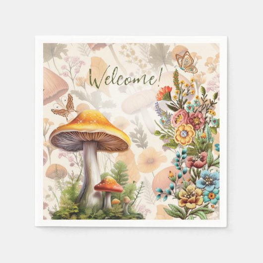 Mushroom Nature Themendusche Napkins Serviette (Vorderseite)