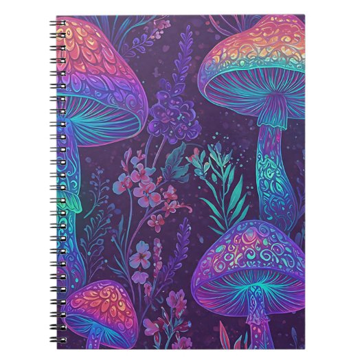 Mushroom Neon Forest Dreamscape Notizblock (Vorderseite)