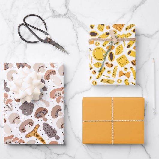 Mushroom Pasta Groceries Geschenkpapier Set (Vorderseite)