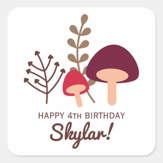 Mushroom-Patch Quadratischer Aufkleber (Vorderseite)