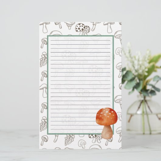 Mushroom Pattern Stationery Briefpapier (Stehend Vorderseite)