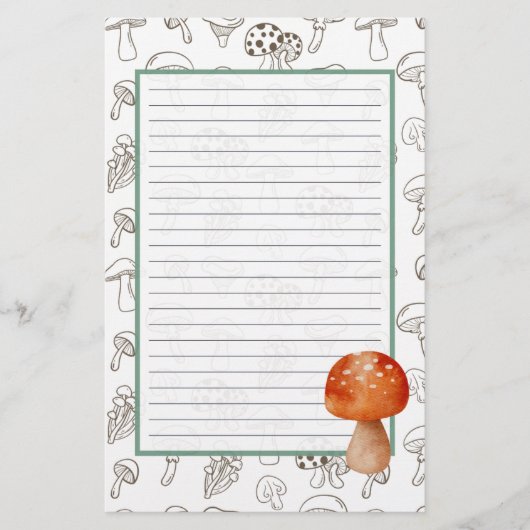 Mushroom Pattern Stationery Briefpapier (Vorderseite)