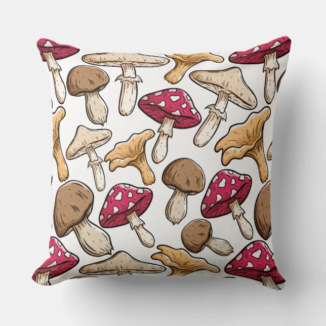Mushroom Pattern werfen Kissen (Vorderseite)