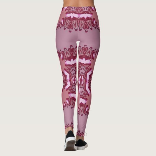 Mushroom Pink Liebe Fraktal Leinen Leggings, die P Leggings (Rückseite)