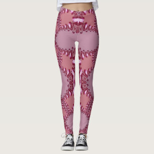 Mushroom Pink Liebe Fraktal Leinen Leggings, die P Leggings