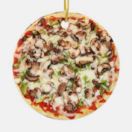 Mushroom Pizza Realistisches Essen Weihnachten Keramik Ornament