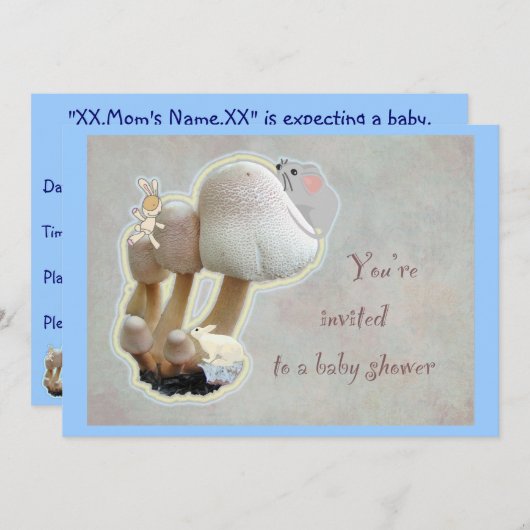 Mushroom Playground Kinderdusche Einladung (Vorne/Hinten)