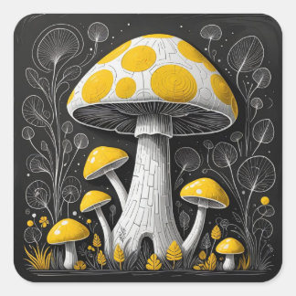 Mushroom Quadratischer Aufkleber