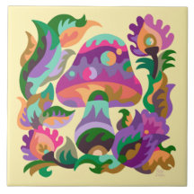Mushroom Rainbow Magic Keramik Tile