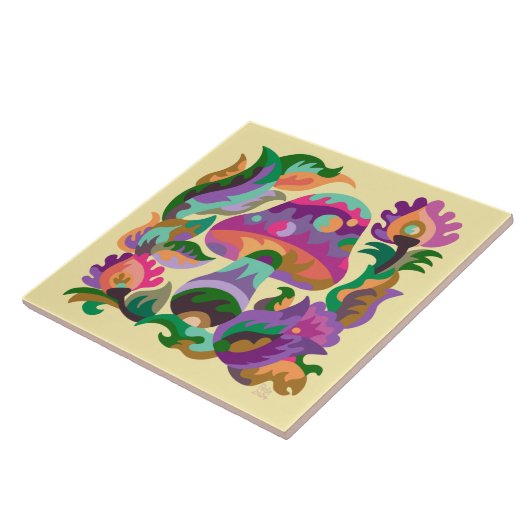 Mushroom Rainbow Magic Keramik Tile Fliese (Seite)