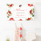 Mushroom Red Watercolor Forest Rustic Baby Dusche Banner (Insitu)