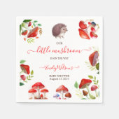 Mushroom Red Watercolor Forest Rustic Baby Dusche Serviette (Vorderseite)