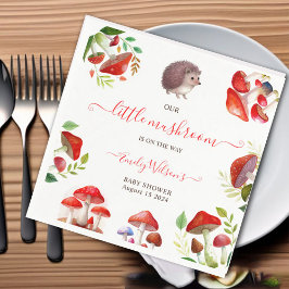 Mushroom Red Watercolor Forest Rustic Baby Dusche Serviette