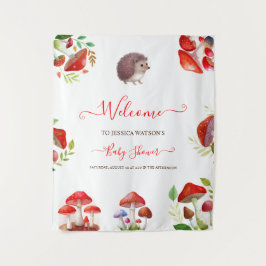 Mushroom Red Watercolor Forest Rustic Baby Dusche Wandteppich