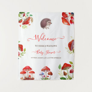 Mushroom Red Watercolor Forest Rustic Baby Dusche Wandteppich