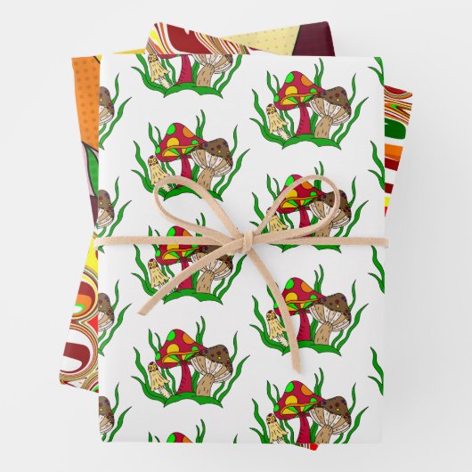 Mushroom Retro Nostalgic Abstrakt Popart Geschenkpapier Set (Beispiel)