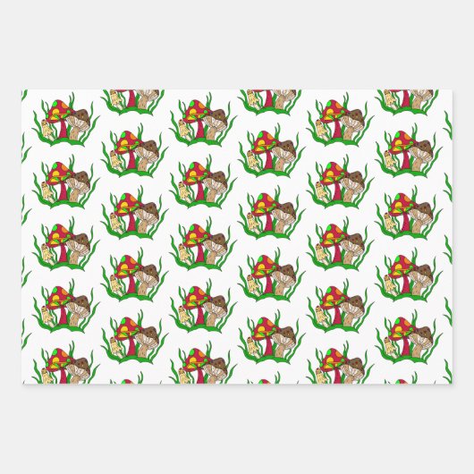 Mushroom Retro Nostalgic Abstrakt Popart Geschenkpapier Set (Vorderseite)