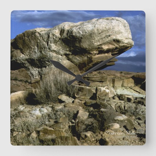 Mushroom Rock Quadratische Wanduhr (Vorderseite)