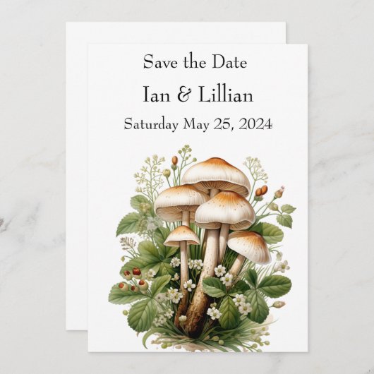 Mushroom Rustic Save the Date Card (Vorne/Hinten)