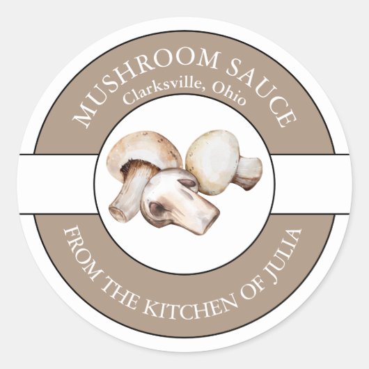 Mushroom Sauce Label Runder Aufkleber (Vorderseite)