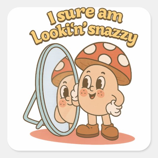 Mushroom Self-Liebe Quadratischer Aufkleber (Vorderseite)