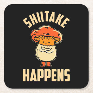 Mushroom Shiitake Happens Rechteckiger Pappuntersetzer