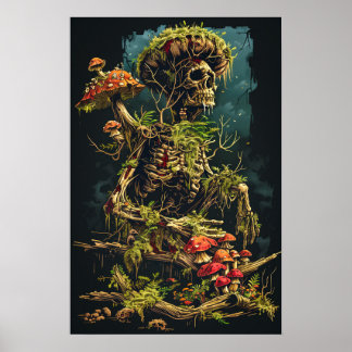 Mushroom Skeleton Poster