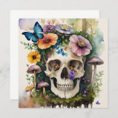 Mushroom Skull Floral Wasserfarbe Kunst Einladung (Vorne/Hinten)