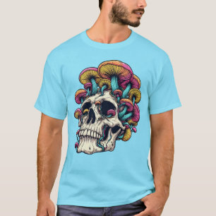 Mushroom Skull Psychedelic Cottagecore Whimsical T-Shirt