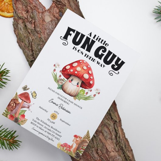 Mushroom Snack Woodland Fall Babydusche Custom Einladung
