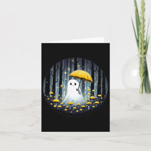 Mushroom Spooky Ghost Halloween Gelben Schirm Karte