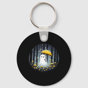 Mushroom Spooky Ghost Halloween Gelben Schirm Schlüsselanhänger