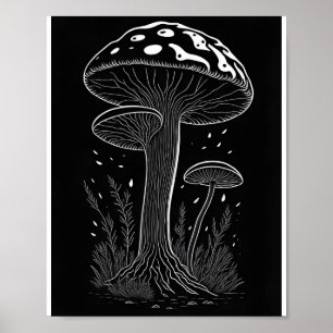 Mushroom Sprouts Schwarzweiß Poster