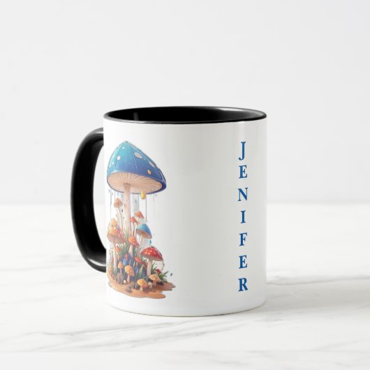 Mushroom-Stand auf Sand-Rain-Tasse Tasse (Vorderseite Links)