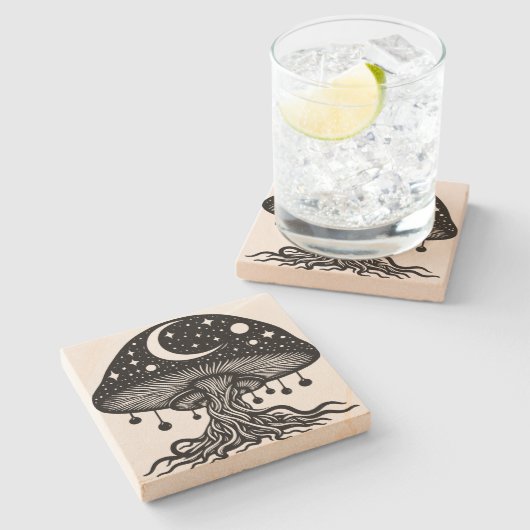 Mushroom Steinuntersetzer (Seitenansicht)