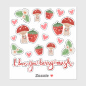 Mushroom Strawberry Valentine Aufkleber (Blatt)