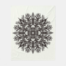 Mushroom tätoto Schwarz-weiß psychedelische Mandal Fleecedecke