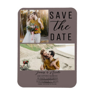 Mushroom Taupe 2 Fotos Save the Date Hochzeit Magnet