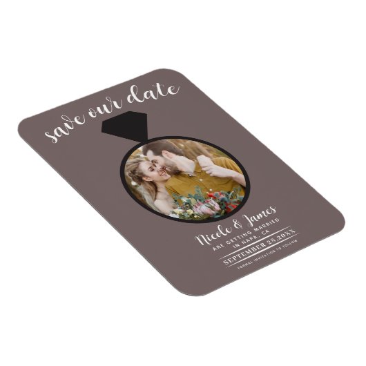 Mushroom Taupe Wedding Ring Foto Save the Date Magnet (Rechte Seite)